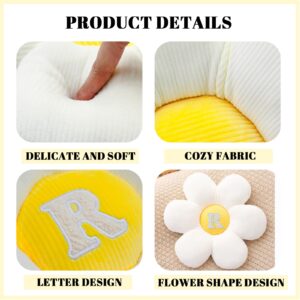 gjulrfu Letter Flower Pillow, 15in Daisy Pillow Flower Shaped Throw Pillow, Cute Daisy Flower Pillow Flower Seating Cushions for Adults Kids Home Bedroom Sofa Chair Couch Decor (R)