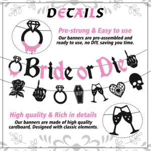 Bride or Die Banner Halloween Bachelorette Party Decorations Rip Single Life Banner Bachelorette Backdrop Death Theme Bridal Shower Wedding Engagement Party Supplies