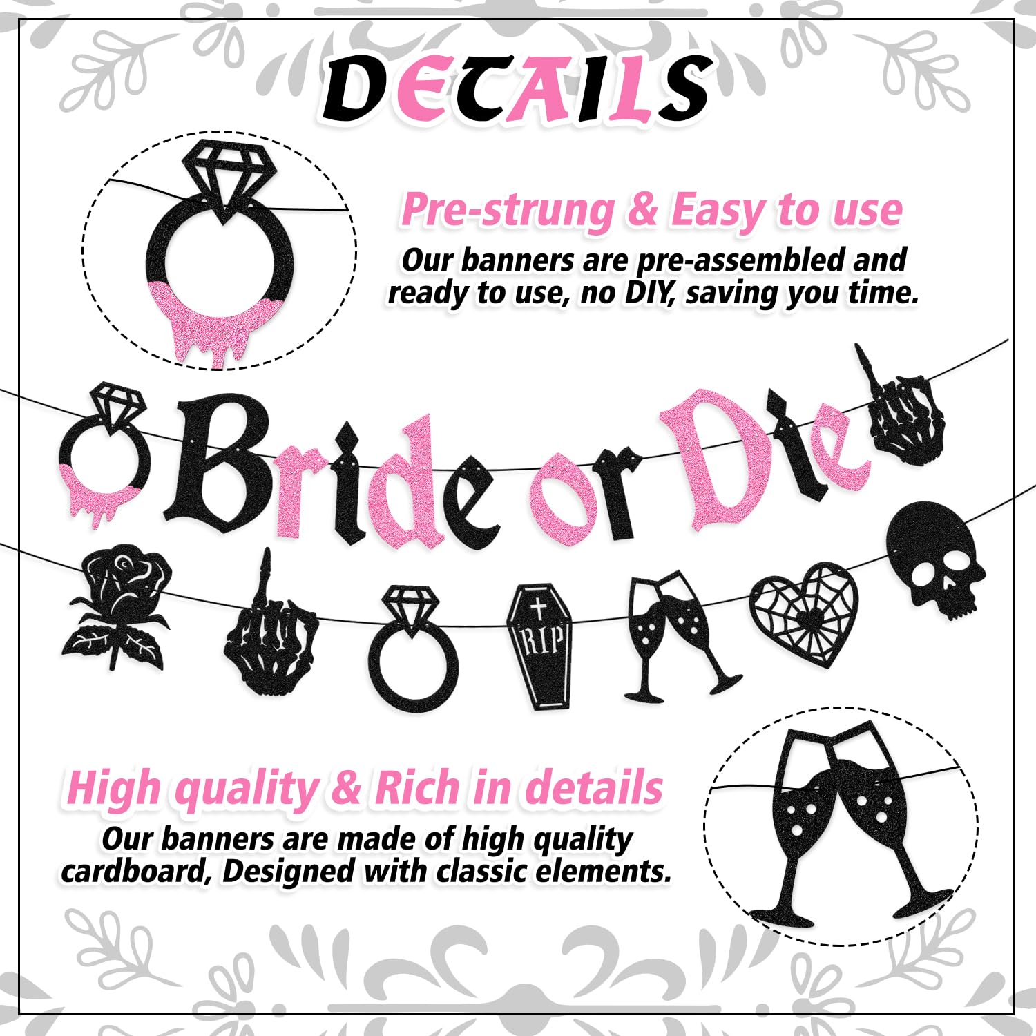 Bride or Die Banner Halloween Bachelorette Party Decorations Rip Single Life Banner Bachelorette Backdrop Death Theme Bridal Shower Wedding Engagement Party Supplies