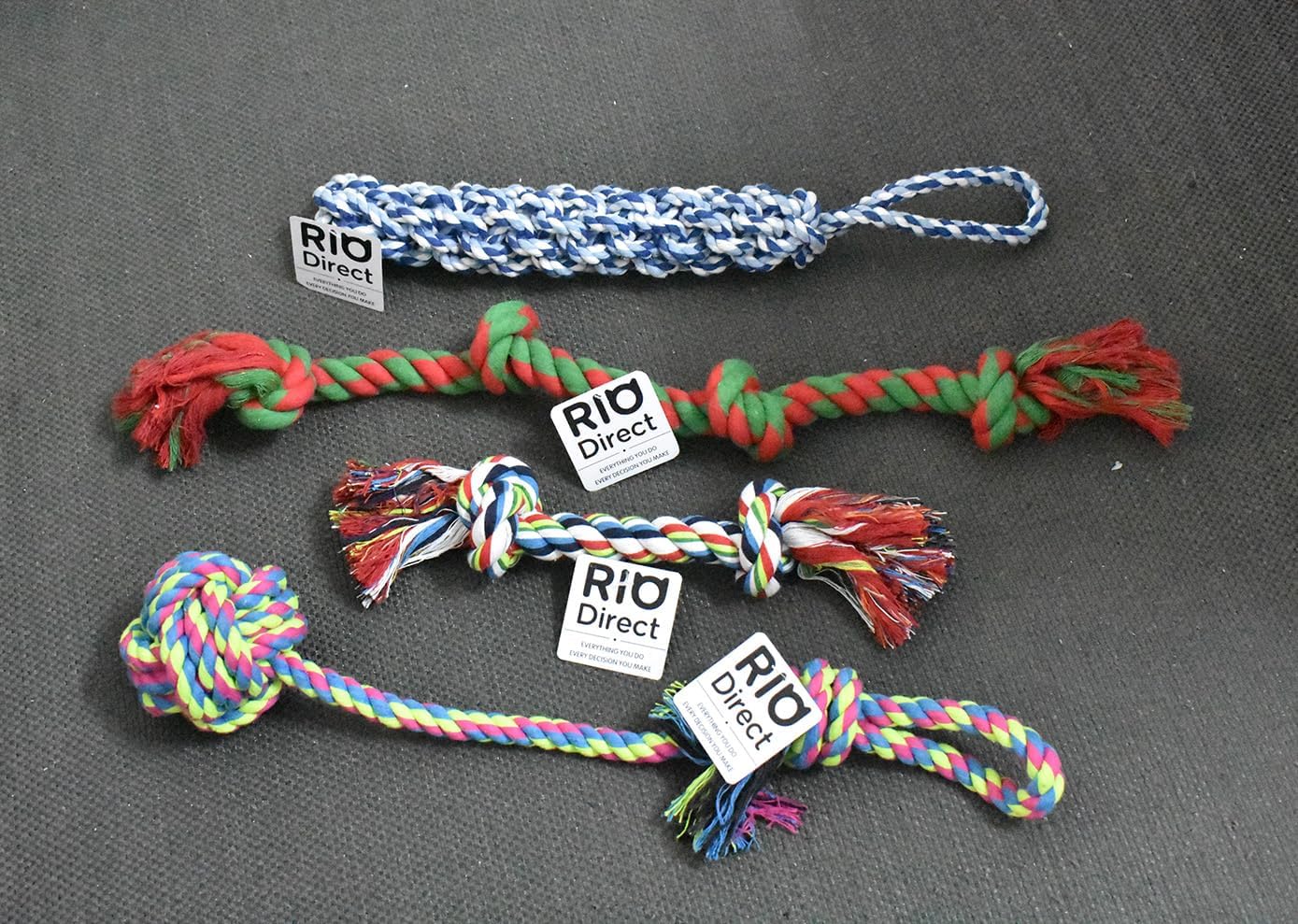 RIO Direct Dog Toys for Large Dogs, Durable Rope Chew Toys Set for Aggressive Chewers - XL Size 4 Pack Gift Set Best for Medium to Large Breeds