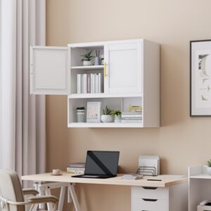 ristern white metal bathroom wall cabinet, steel file storage cabinet, hanging cabinet with doors and shelves, medicine cabinet for bathroom, kitchen, office, 13.78" d×27.56" w×29.53" h