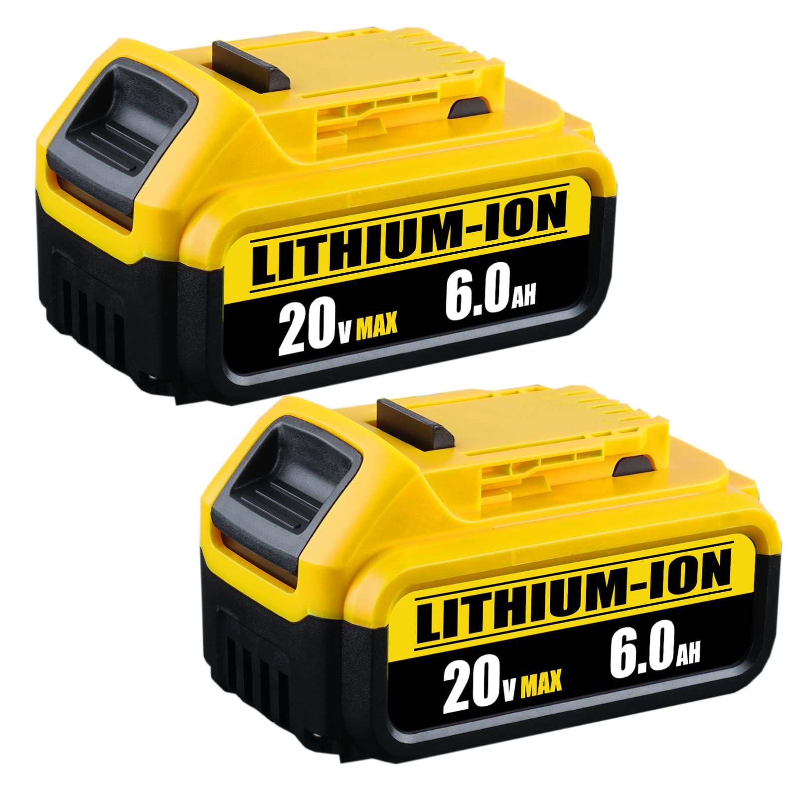 DCB200 6.0Ah 2Pack Battery Replacement for Dewalt 20V Max Battery Lithium Ion Compatible with Dewalt Battery DCB204 DCB206 DCB201 DCB203 DCD DCF DCG Series Cordless Power Tools