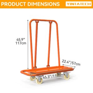 YINTATECH 3000lbs Drywall Cart Dolly, Heavy Duty Drywall Sheet Cart with 4 Swivel Wheels, Orange