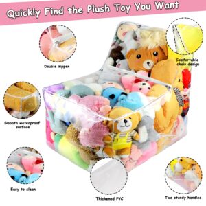 Clear Stuffed Animal Storage, Large Stuffed Animal Bean Bag Chair Cover for Kids, Waterproof PVC Plush Toys Storage Creative Stuffable Zipper Bean Bag for Organizing Bedroom & Nursery