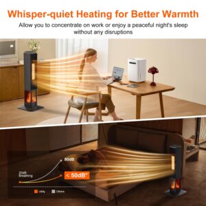 Uthfy 32” Space Heater for Large Room,Electric Fireplace Heaters for Indoor Use,1500W Ceramic Room Heater for Bedroom,Tower Heater with Thermostat,Remote,Oscillating,Timer,Overheating&Tip-over Safe