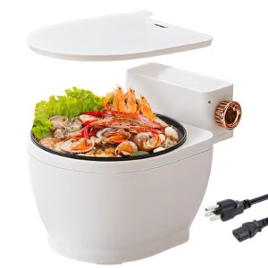 toilet slow cooker, portable hot pot adjustable temp, mini multifunctional toilet shaped rice cooker, nonstick,1.8l all-in-one funny rice cooker