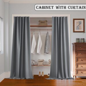 RoomDarkning Room Divider Curtains with Ceiling Track, 95% Blackout Heavy Track Ceiling Curtains Noise Reduction Privacy Curtain Track System Kits, 15 ft Wide x 8 ft Tall, Grey, 1 Panel