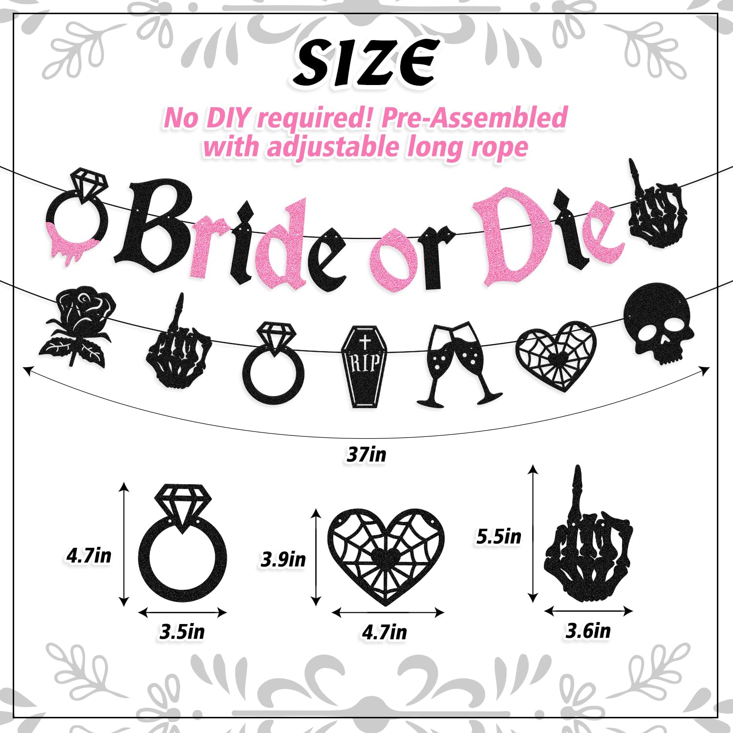 Bride or Die Banner Halloween Bachelorette Party Decorations Rip Single Life Banner Bachelorette Backdrop Death Theme Bridal Shower Wedding Engagement Party Supplies