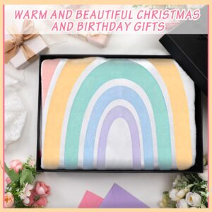 Vincreem Rainbow Blanket for Teen Girls Boho Flannel Rainbow Blanket Plush Soft Pastel Rainbow Blanket Decor for Teen Girl Room Bed 60 x 50 Inch