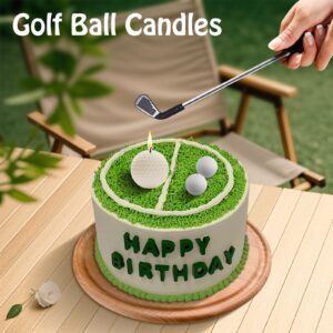 Golf Ball Birthday Candles, Golf Birthday Party Decorations, Golf Cake Topper, Mini Golf Club for Golf Sport Themed Birthday Decorations (White, Iron)