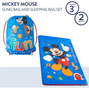 Disney Mickey Mouse 2 Piece Slumber Set with Sling Bag and Sleeping Bag, 54"x30"