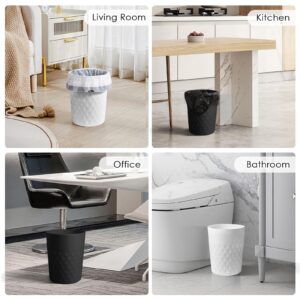 YGJT Bathroom Trash Can, 3 Pack 1.8 Gallons Small Trash Can with Trash Bags, Round Bathroom Garbage Can Waste Basket, Plastic Trash Bin for Dorm, Bedroom, Kitchen, Office, Study, Compact Spaces(White)