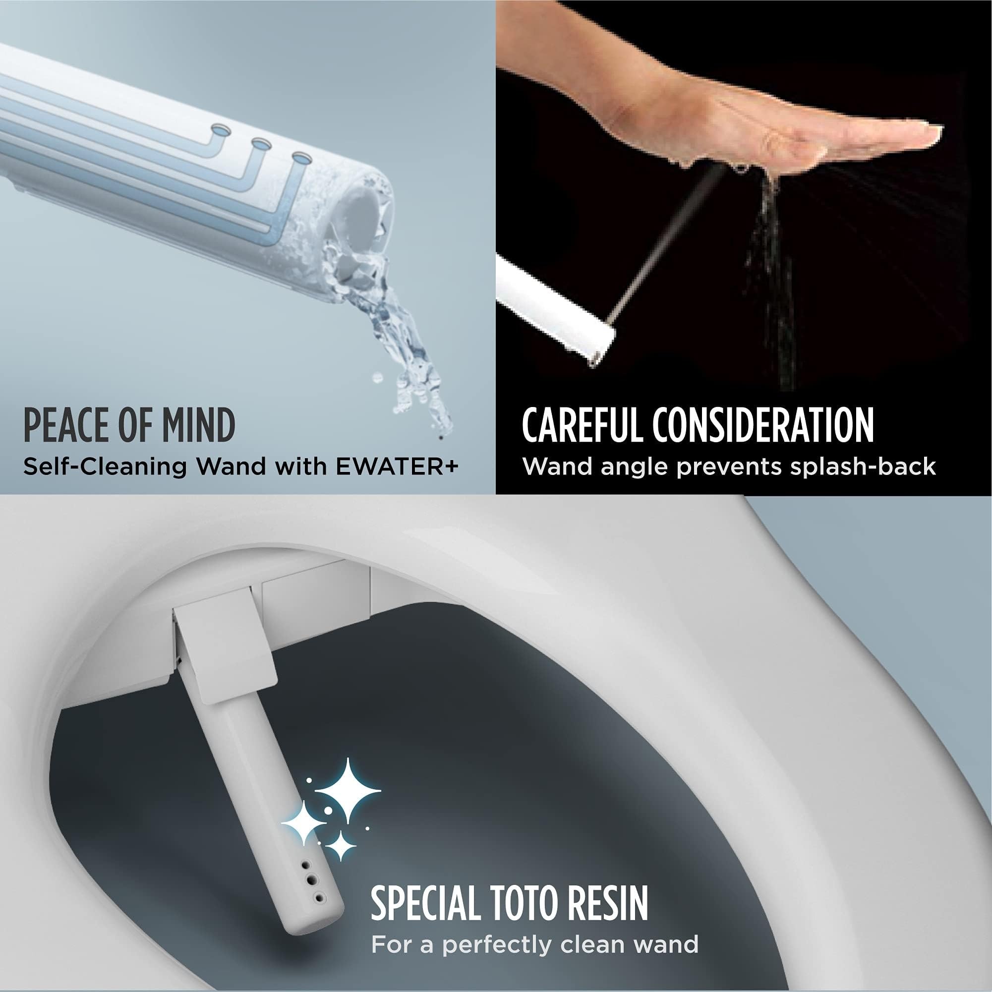 Electronic Bidet Toilet Seat with and Ewater+ Wand Cleaning Elongated Cotton White Plastic