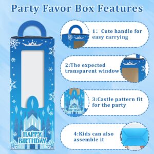 24 PCS Snowflake Party Favor Boxes Blue Princess Castle Birthday Party Candy Treat Boxes Winter Wonderland Doll Goodie Boxes Snow Theme Birthday Party Decor for Kids Girl Bridal Baby Shower Supplies