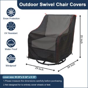 Patio Chair Cover, PAKISOU Waterproof Heavy-Duty Patio Furniture Cover, Outdoor Swivel Chair Cover (29” W x 34” D x 35” H), with Red Pull Tabs for Easy Use and Storage (2 Pack, Black)