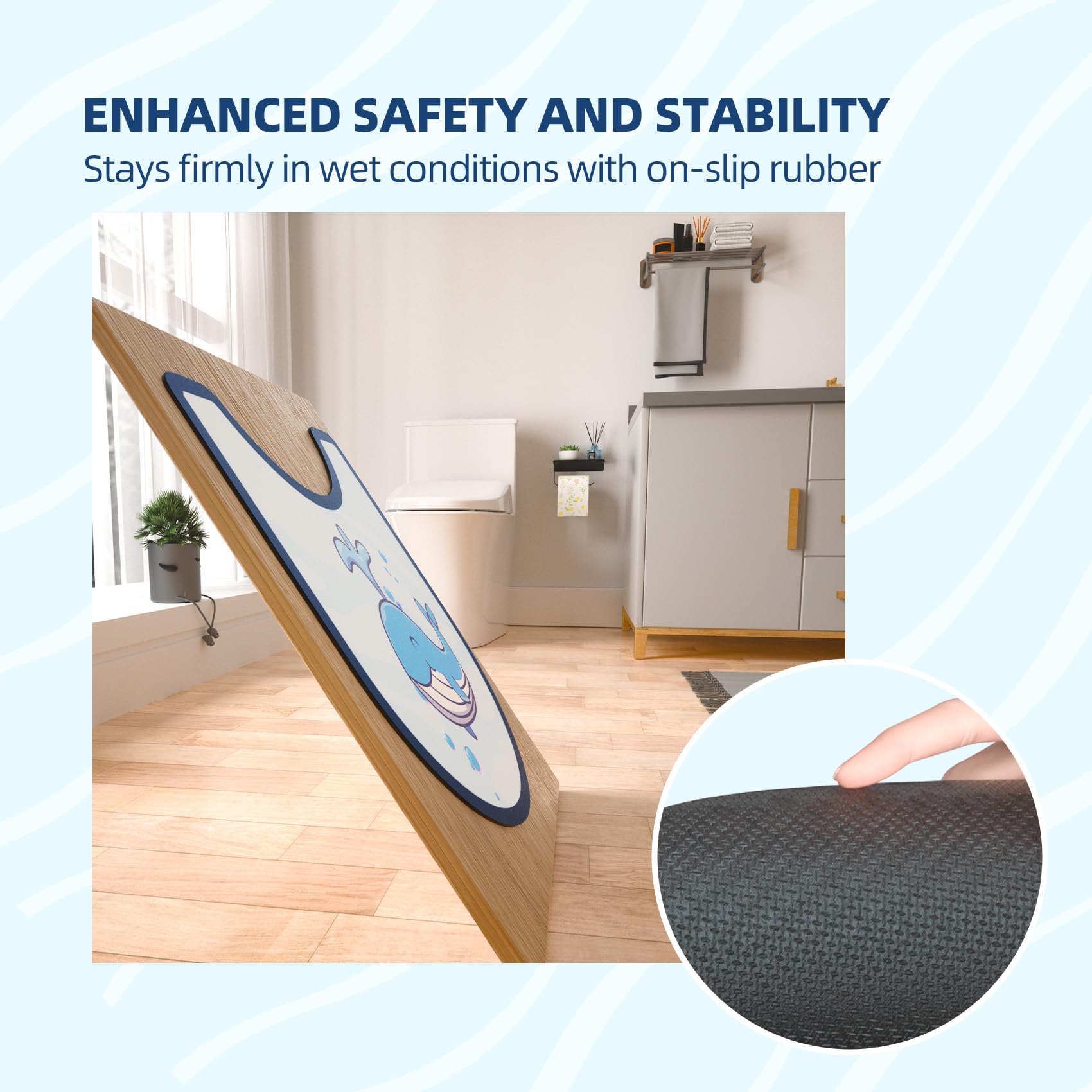 SmartWhale Electric Heated Bidet Toilet Seat Elongated with SmartWhale Bathroom Toilet Rug Mat