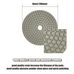 DIAPICK TOOLS Diamond Polishing Pads 4 Inch Wet Dry Set 13 Pieces for Concrete Marble Quartz Stone Countertop Granite Polishing and Sanding disc Include 5/8"-11thread Backer pad and Drill Adapter