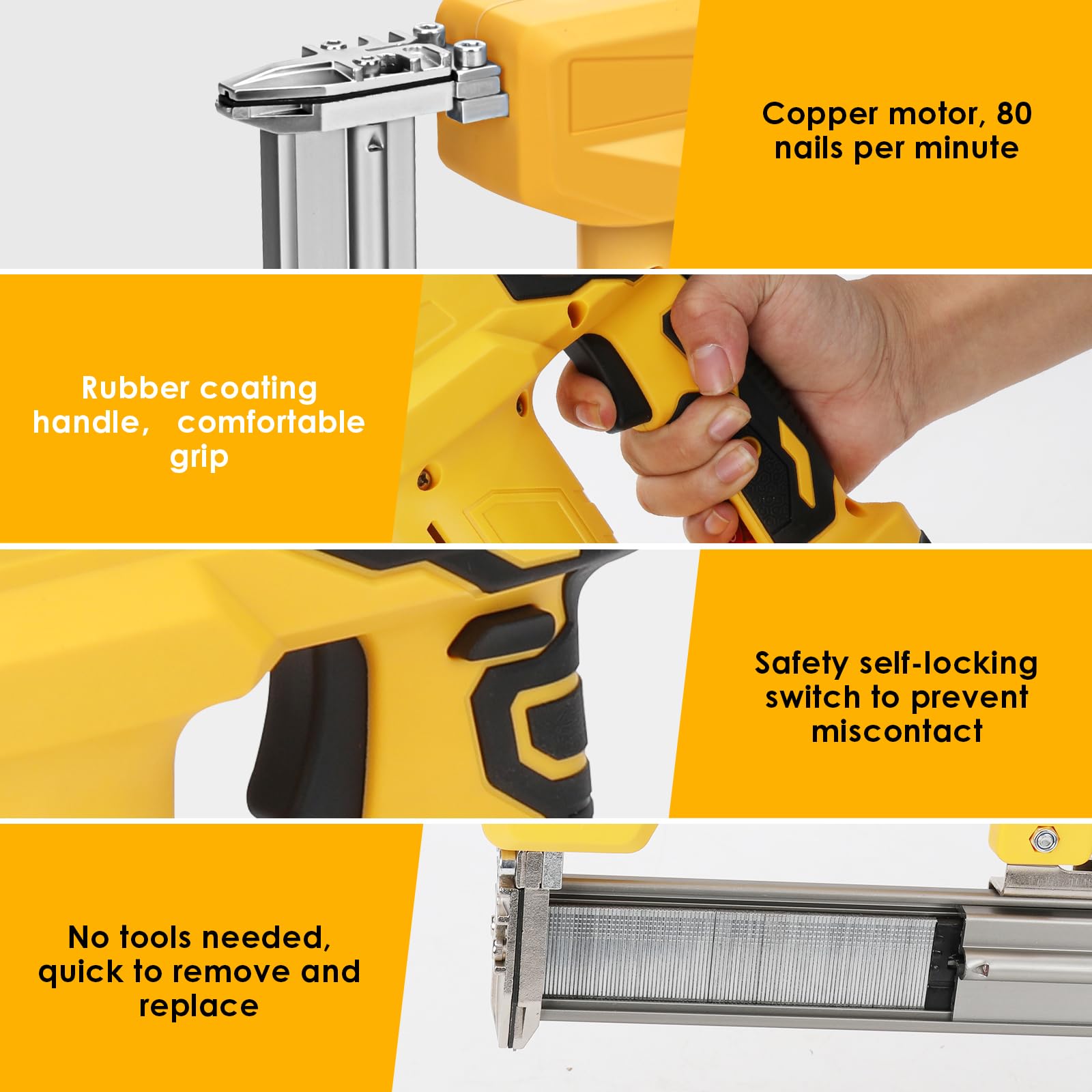 Cordless 18 Gauge Brad Nailer for Dewalt 20V Max Battery, 2 in 1 Electric Stapler Nailer with 500 Nails and 500 Staples, Dual Protection Design, for Home Improvement, Woodworking (No Battery)