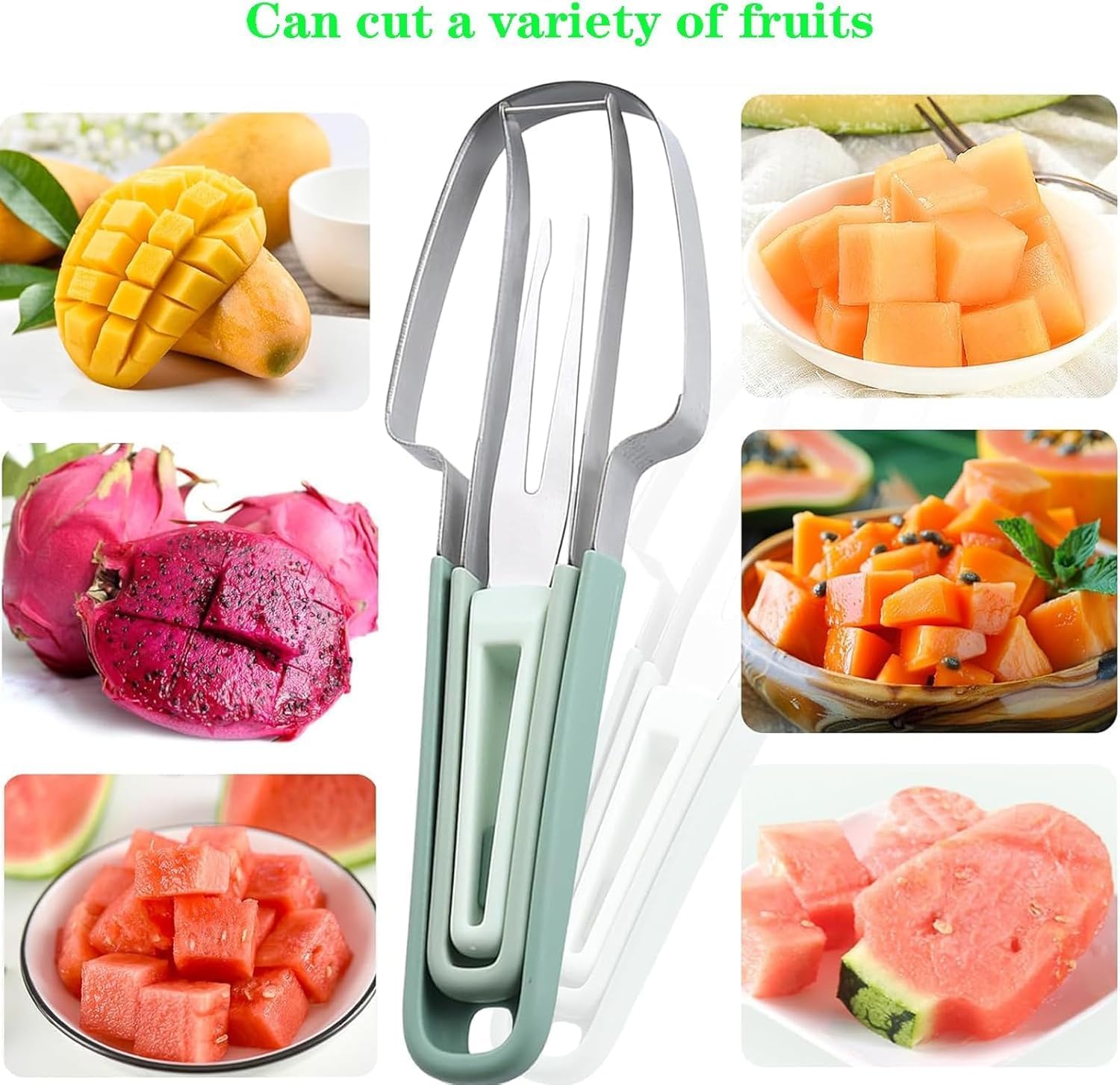 LP&MA-Watermelon Cutter Slicer, 3-in-1 Watermelon Cutter Slicer Tool, Stainless Steel Watermelon Popsicle Cutter Watermelon Fork Slicer Cutter Melon Cutter Watermelon Knife Fruit Cutter