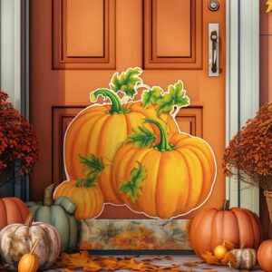 Watersay 2 Pcs Jumbo Pumpkin Cutouts Harvest Party Thanksgiving Wall Decoration Fall Pumpkin Classroom Decoration Large Pumpkin Cut Out Autumn Classroom Decor for Halloween Fall Party Supply