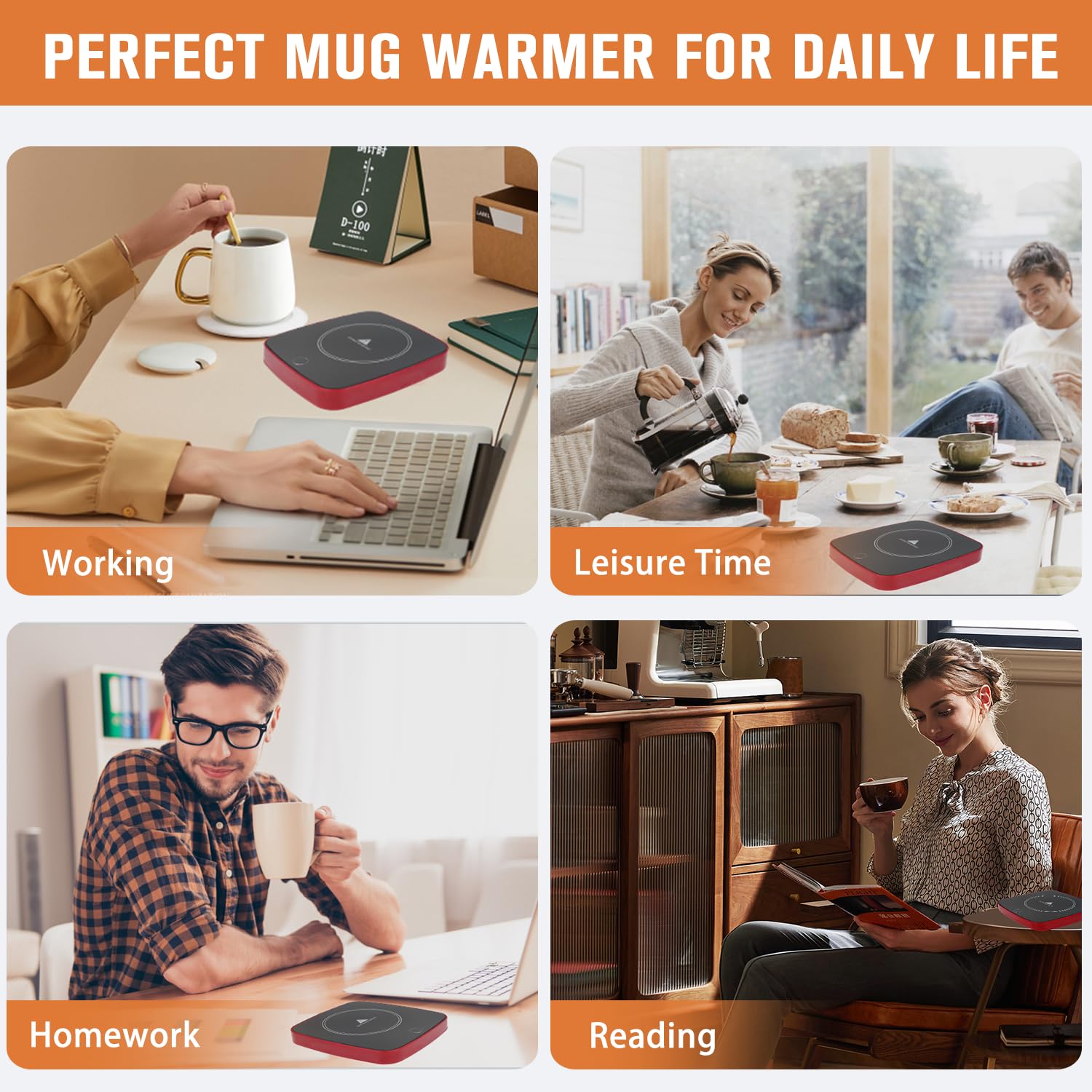 Coffee Mug Warmer - Gifts for Women - Fast Heating 16W Coffee Warmer with 3-Level Temperature Adjustment, 8H Auto Shut-Off, Small Gifts Cup Warmer Suitable for Coffee, Tea, Water, Milk, and Candle