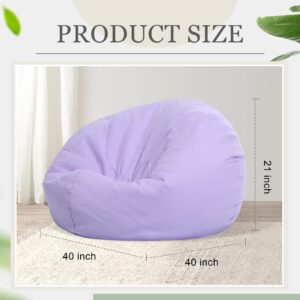 Sliner 2 Pcs Stuffed Storage Bean Bag Chair Cover for Kids Adults (no Filler) Stuffable Zipper Beanbag Cover for Organizing Plush Toys or Memory Foam (Large,Light Purple)