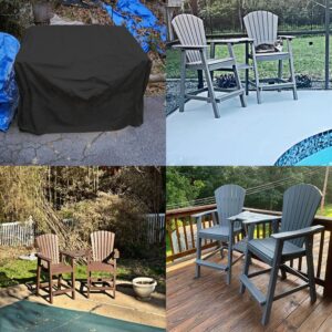 Izzybang Tall Adirondack Chairs Set Cover for Poly Balcony Chair with Connecting Tray Waterproof Heavy Duty Tall Outdoor Adirondack Chair Table Covers