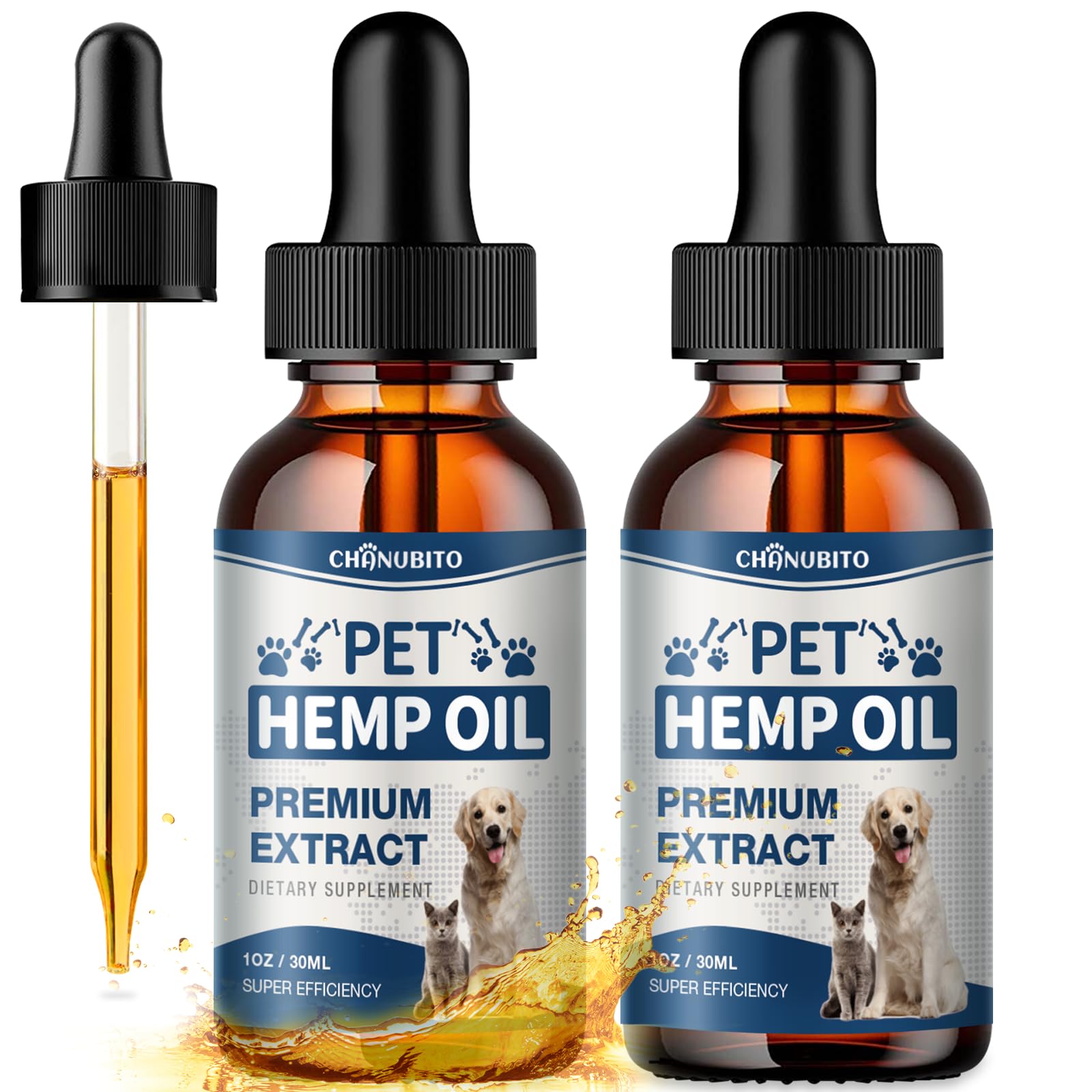 Hemp Oil for Dogs Cats (2 Packs) High Potency - Relieves Anxiety, Pain, Inflammation, Aggressive Relax, Promotes Appetite-Hiр & Jоint Suppоrt Skin Hеalth-Pet Hemp Oil Calming Drops