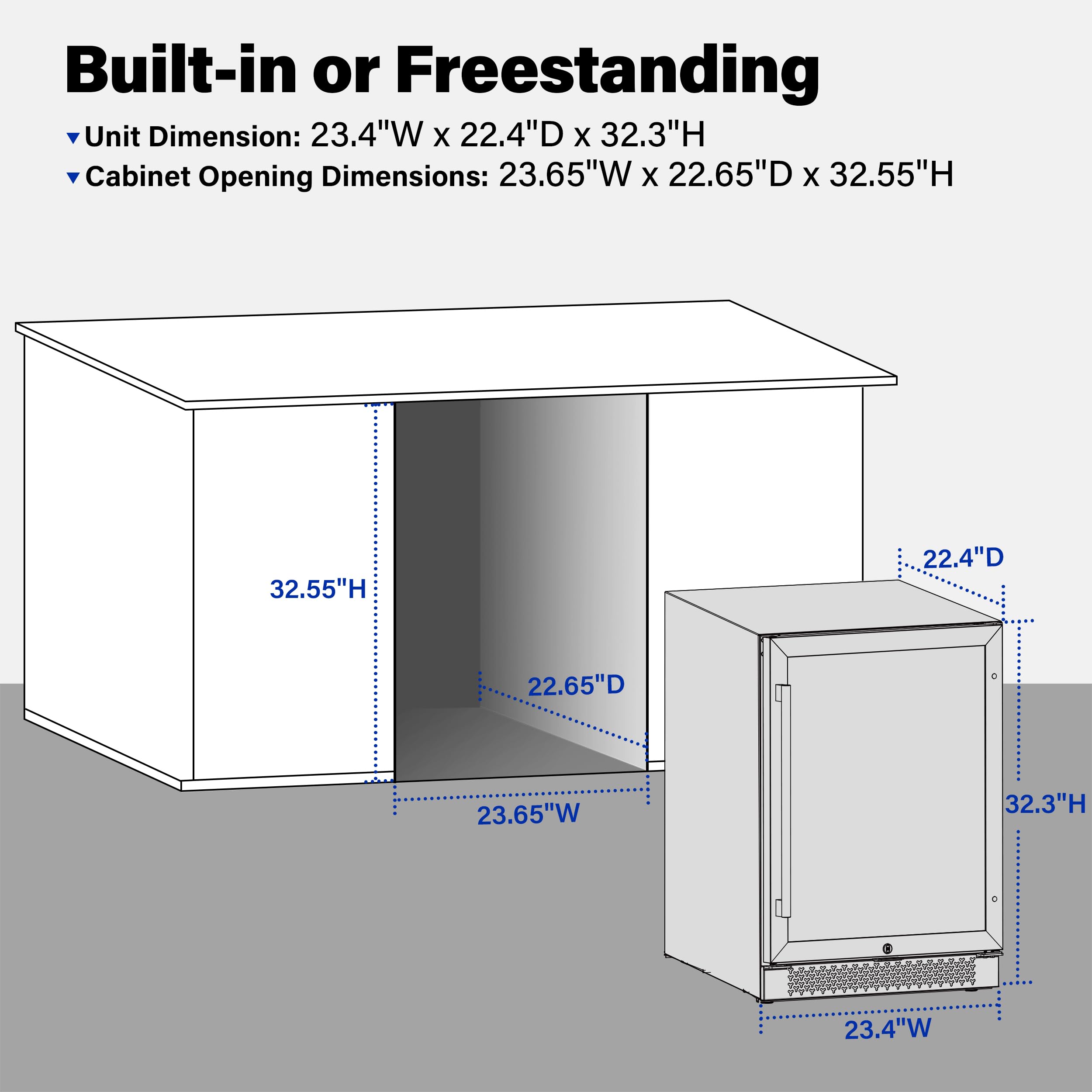 Yeego Beverage Refrigerator & Drink Fridge - 24 inch 180 Cans Beer Cooler Glass Door with Lock, Reversible Door Under Counter Refrigerator Built-in for Soda Wine for Bar Office Bedroom