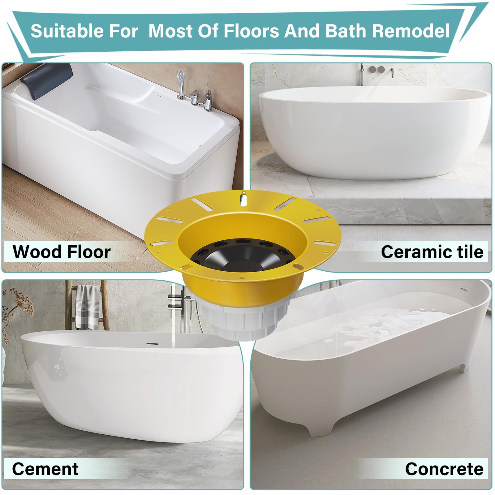 Drain for Freestanding Bathtub, Durable Free Standing Tub Drain Kit, Easy Installation, Leak-Proof, Free Standing Bathtub Drains with ABS Adapter-Compatible with Freestanding/Floor Mounted Bathtub