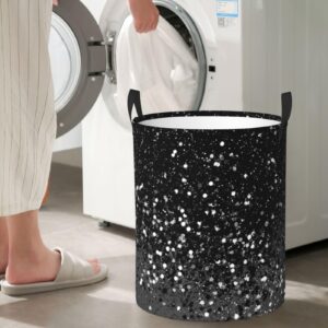 Laundry Basket Dark Gray Black Lady Glitter Collapsible Laundry Hamper With Handle Foldable Lightweight Clothes Storage Basket For Bathroom Bedroom College Dorms Small