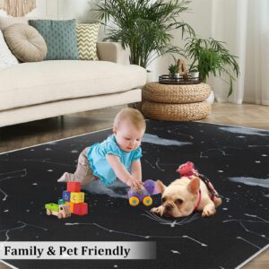 Astronomy Constellations Area Rug, Black Background Indoor Non Slip Kids Rugs, Low Pile Foldable Home Decor Carpet for Living Room Bedroom Children's Room Dormitory Floor Mat - 2 ft x 3 ft