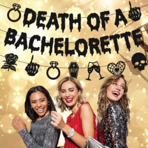 Death of a Bachelorette Banner Halloween Bachelorette Party Decoration Rip Single Life Banner Bride or Die Backdrop Hallow Death theme Bridal Shower Engagement Wedding Party Decor