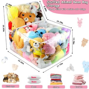 Clear Stuffed Animal Storage, Large Stuffed Animal Bean Bag Chair Cover for Kids, Waterproof PVC Plush Toys Storage Creative Stuffable Zipper Bean Bag for Organizing Bedroom & Nursery