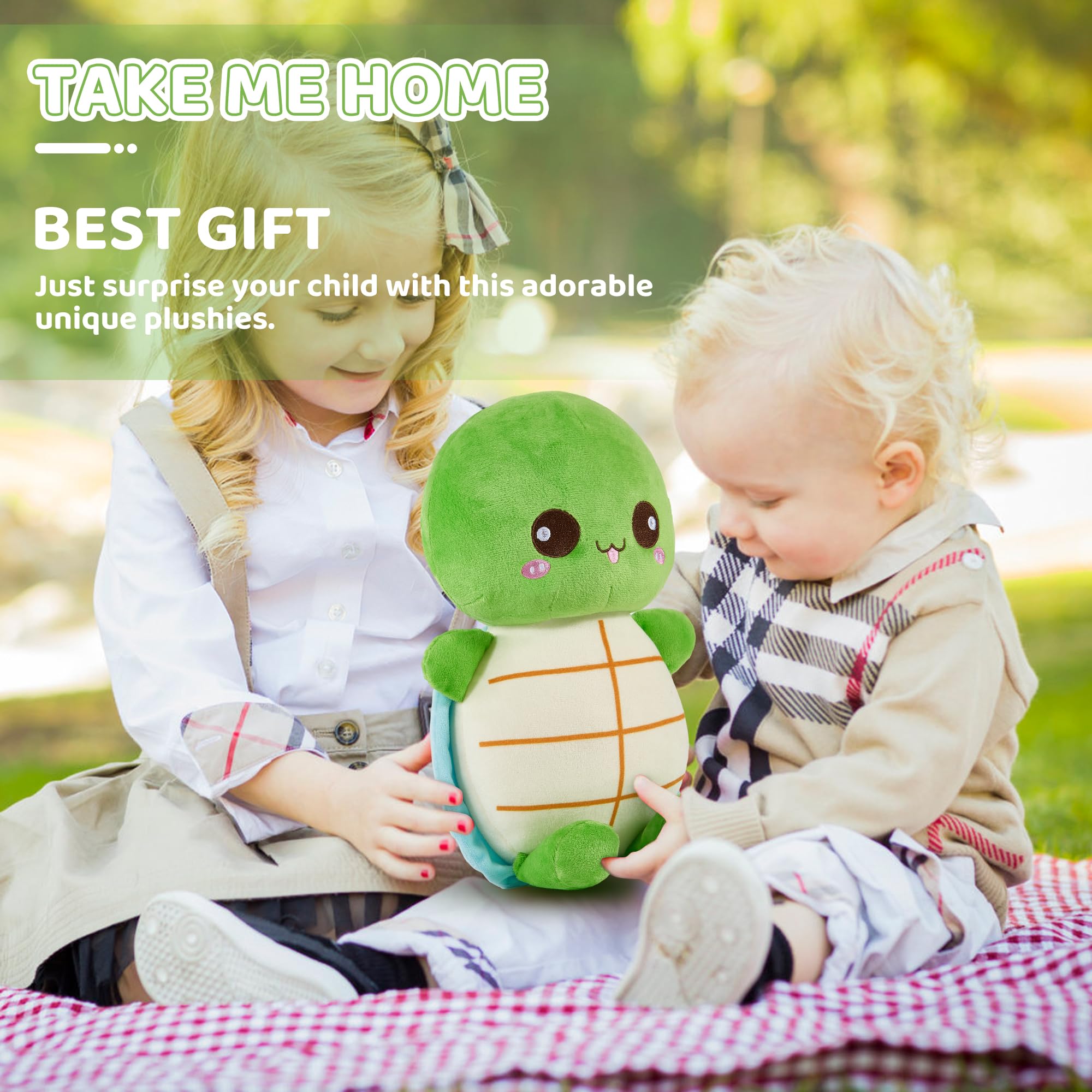 Turtle Stuffed Animal - 14 Inches Turtle Plush Toy - Soft Green Turtle Stuffed Plush Hugging Pillow - Cute Toy Gift for Boys and Girls Girlfriend Birthday