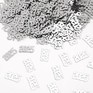 kalor new year 2025 confetti, 60g silver 2025 confetti for happy new year decorations 2025 new years eve table decorations