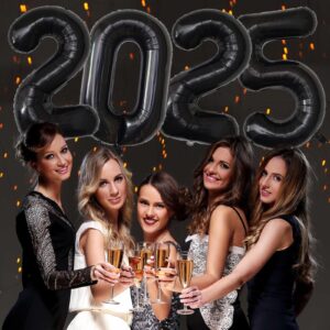 40 Inch Giant Black Number 2025 Balloon, 2025 New Years Decorations for 2025 Happy New Year Eve Christmas and Graduations Party Supplies