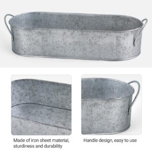 Mkono Metal Storage Basket for Toilet Tank Top Bathroom Decor, Galvanized Tray with Handle for Shelves, Farmhouse Toilet Paper Holder Organizing Bin Box for Countertop Living Room, Set of 2, Silver