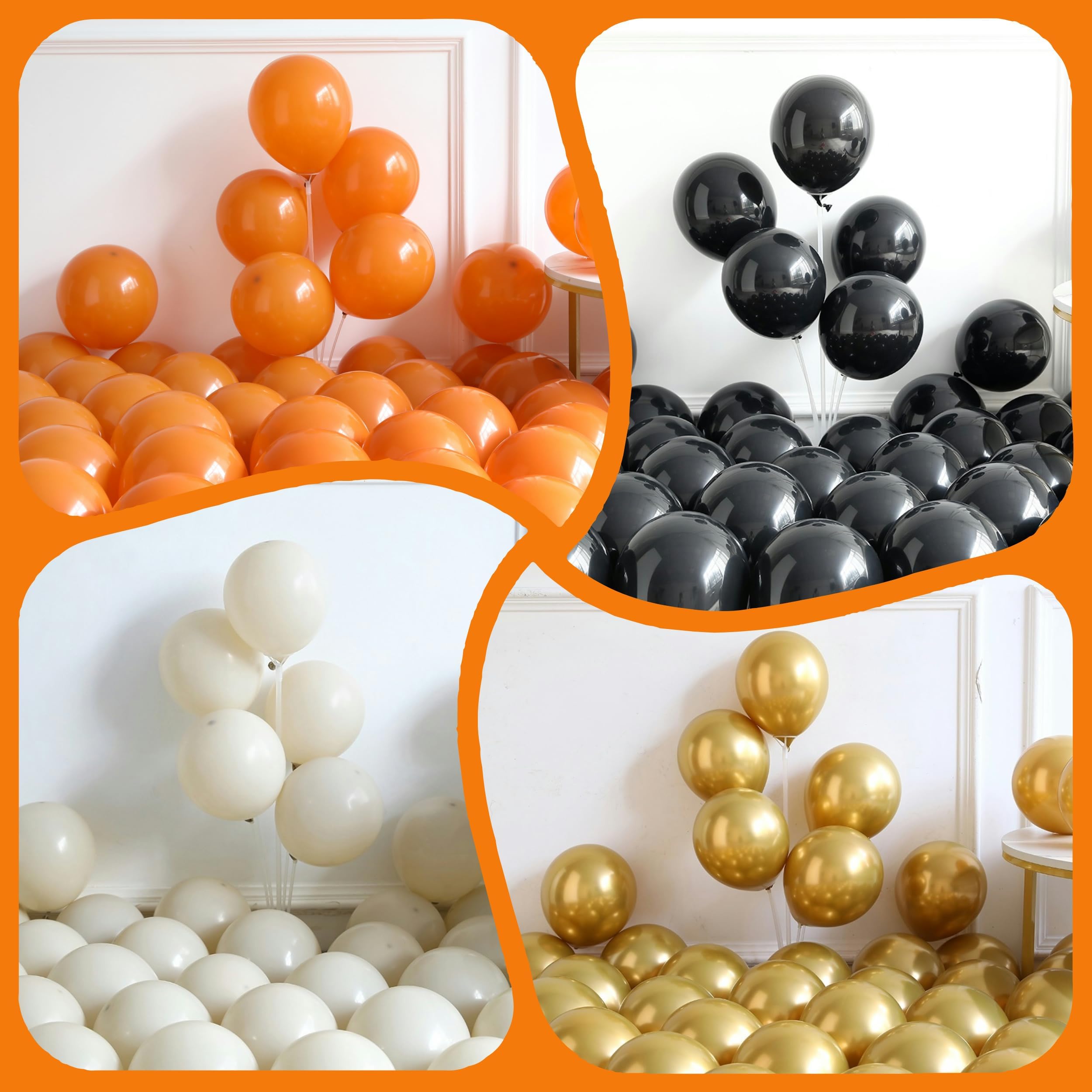 Halloween Balloon Garland Arch Kit, 147pcs Orange Black Sand White Balloons with Large Szie Ghost Foil Balloons Self-Standing Haunted House Mylar Balloons for Halloween Party Little Boo Party Decor