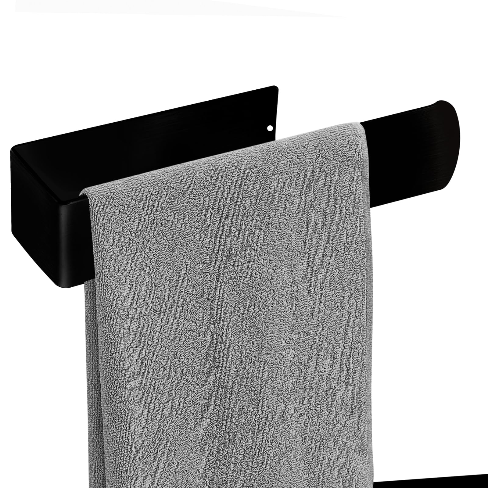 simgoonew Hand Towel Holder, Self Adhesive Black Towel Ring, SUS 304 Stainless Steel Brushed Towel Racks, Towel Bar for Bathroom Wall, Kitchen, 2 Packs