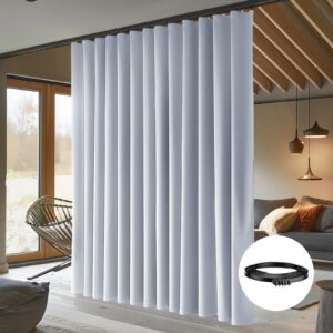 roomdarkning room divider curtains with ceiling track, 95% blackout heavy track ceiling curtains noise reduction privacy curtain track system kits, 15 ft wide x 8 ft tall, grey, 1 panel