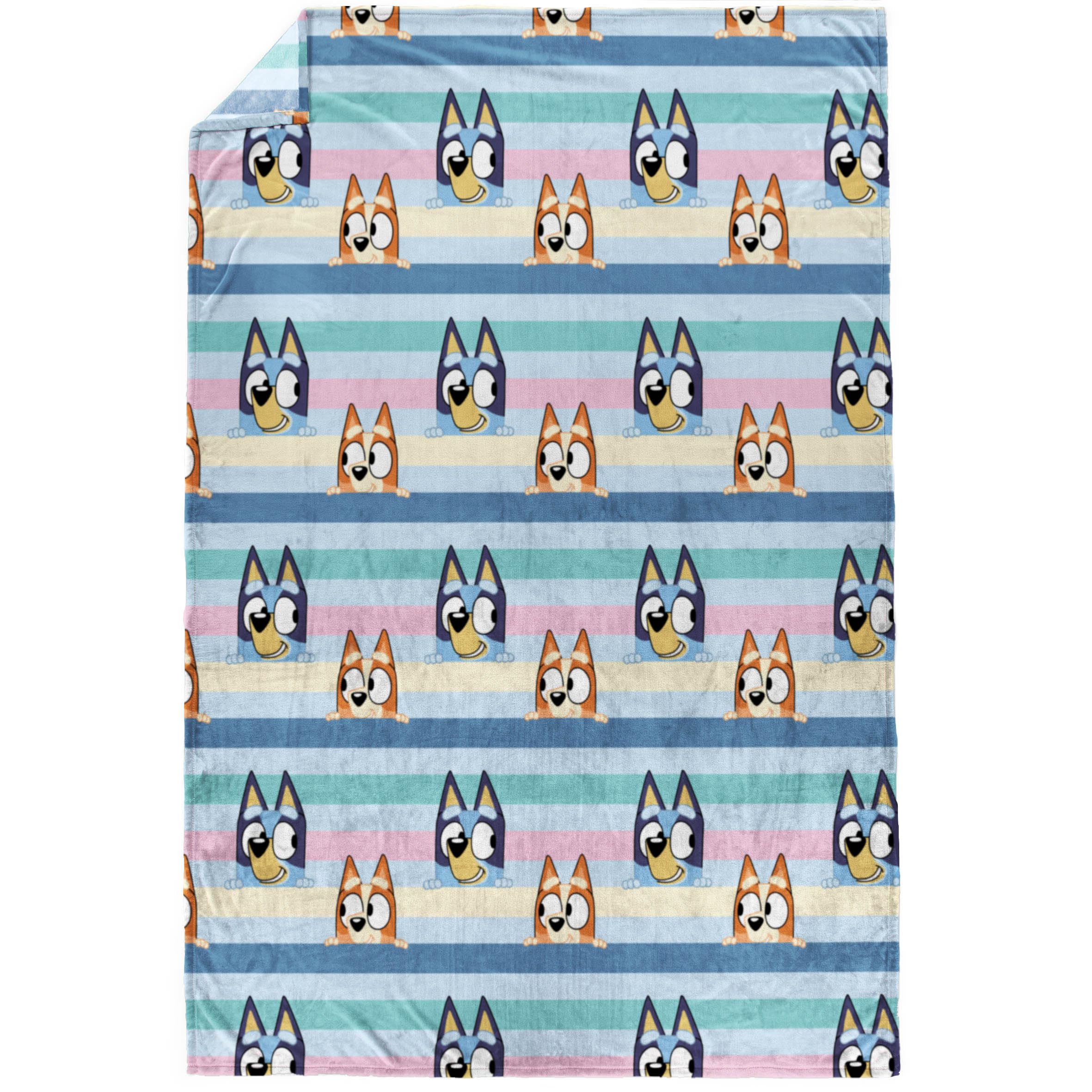 Bluey and Bingo Plush Throw Blanket - Measures 46 x 60 Inches - Kids Super Soft Striped Fleece Bedding