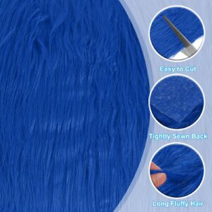 PATIKIL Plush Faux Fur Fabric Square, 10 x 10 Inch Fluffy Faux Fur Patches Cuts Artificial Craft Fur for DIY Crafts Christmas Halloween Gnome Beard, Blue