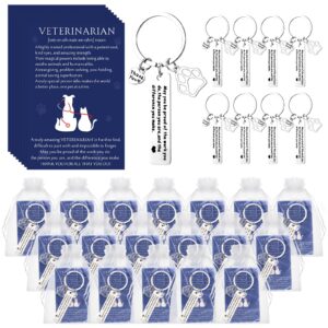 xunyee 15 sets christmas vet tech gifts veterinarian thank you keychains paw print appreciation keychains inspirational thank you cards organza bags appreciation gifts bulk for coworker assistant