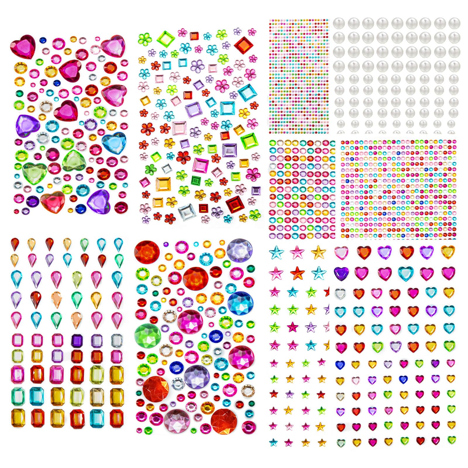 2774PCS Gem Stickers, Self Adhesive Gems for Crafts, Acrylic Bling Heart Stickers, Jewel Stickers Crafts self Adhesive, Assorted Shapes Jewels Rhinestones Stickers, Craft Supplies for Kids