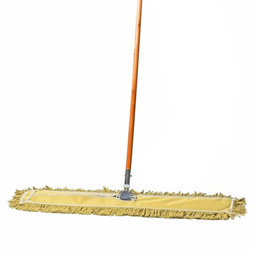 36 Inch Yellow Dust Mop with Wood Handle and 36 Inch Dust Mop Refill Bundle - 2 Mop Sets and 2 Refills