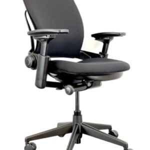 Steelcase Leap V2 - Fully Loaded w/Lumbar Support (Renewed) (Black Fabric - Black Frame)