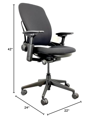 Steelcase Leap V2 - Fully Loaded w/Lumbar Support (Renewed) (Black Fabric - Black Frame)