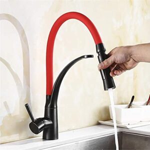 xybsdbtnr kitchen mixer sink faucet brass black with chrome∕nickel torneira tap kitchen faucets hot cold deck mounted bath mixer tap with aerator single handle,red(rojo)