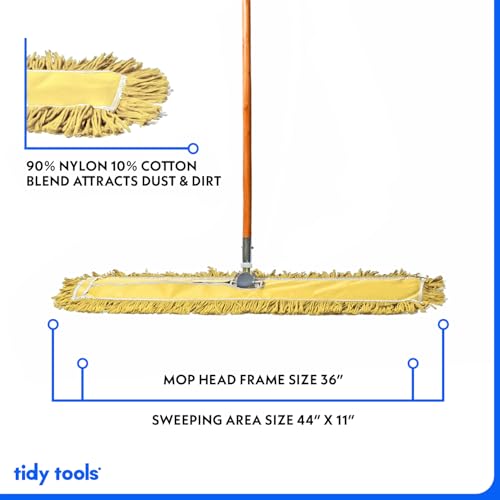 36 Inch Yellow Dust Mop with Wood Handle and 36 Inch Dust Mop Refill Bundle - 2 Mop Sets and 2 Refills